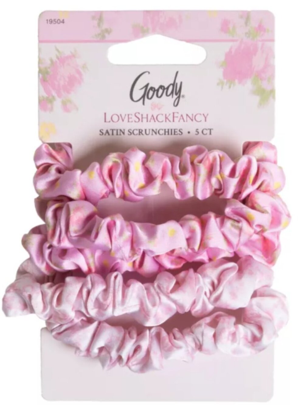 LoveShackFancy x Target โ Goody Ikat Rose Skinny Satin Scrunchie 5CT